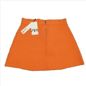 NWT Zara Skirt Mini Orange Size L Spring Summer